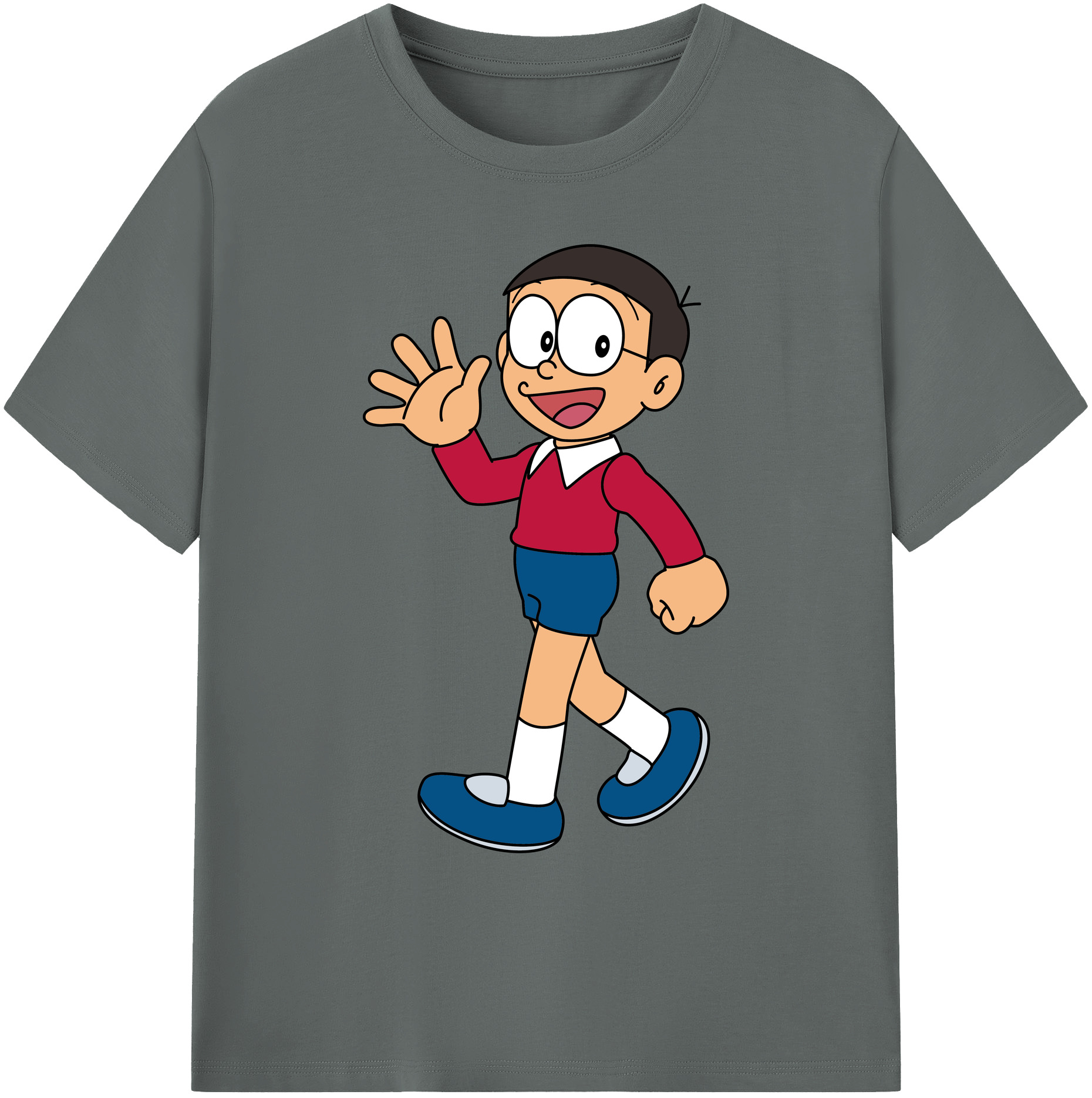 （画像用） ドラえもん 野比 のび太 Doraemon Nobita Nobi 綿100％ メンズ半袖Tシャツ｜肌触りやわらか＆通気性
